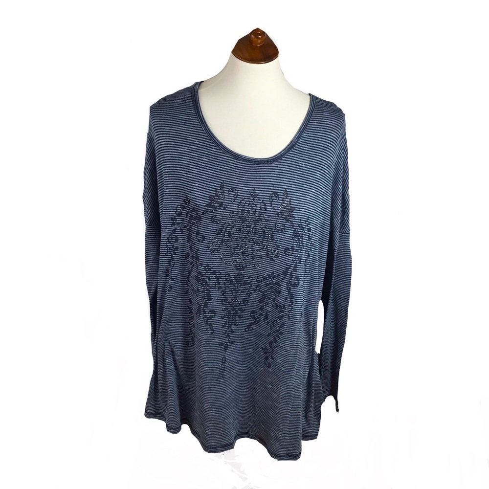 Avenue plus size tunic shirt top 22/24 stripe L/S